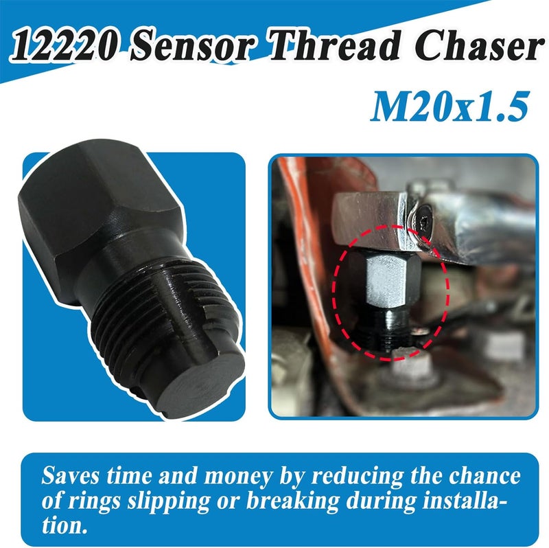 Gugaguga 2Pcs 12220 NOx Sensor Thread Chaser M20x1.5, Clean Worn Threads, Use with 3/16'' Hex Head or 3/8'' Square Drive - Image 3
